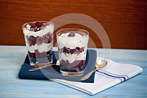 Black forest cake dessert Ã¢â¬â layered chocolate biscuit, cherry